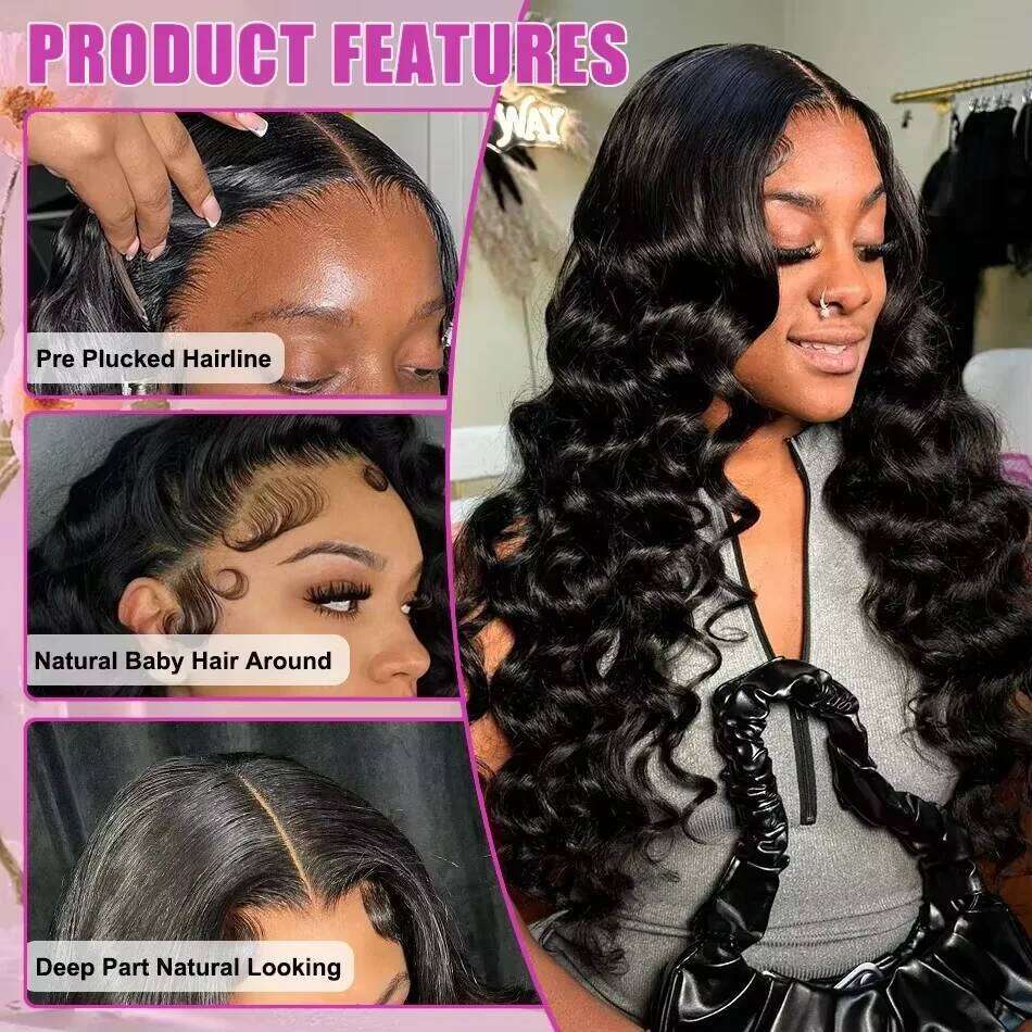 250 Density Loose Deep 13x6 Front Human Hair Wigs 30 40 Inch Curly Water Wave 13x4 HD Lace Frontal Wig For Women