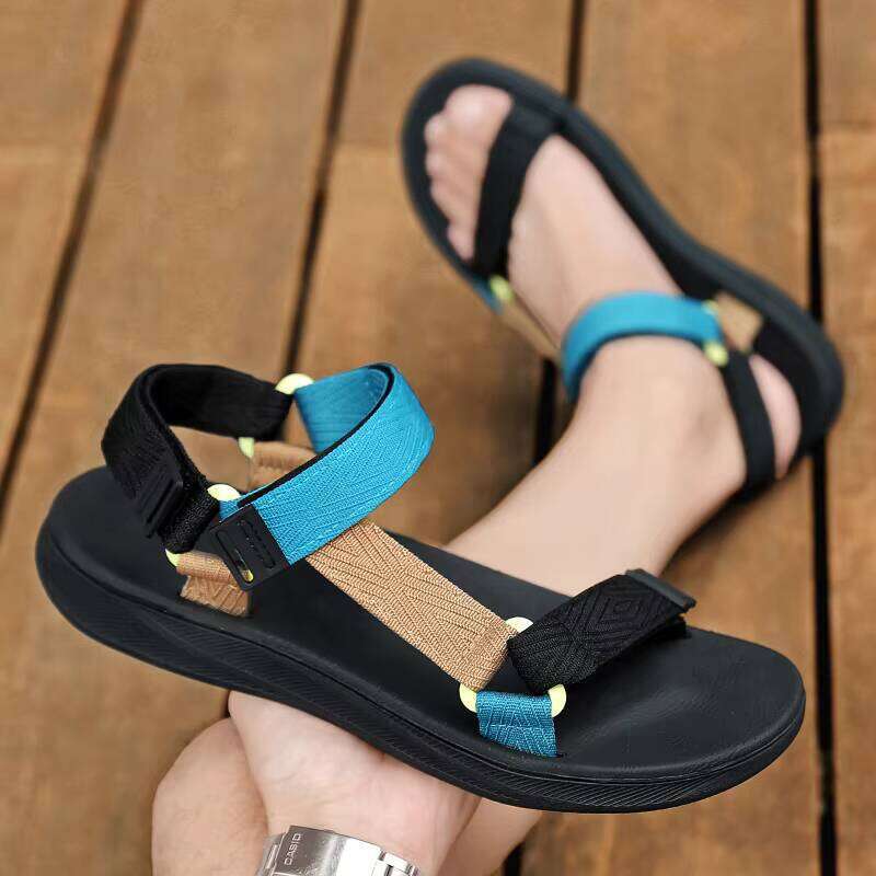 Wholesale Men's Flat Non-slip Sandals Simple Three-color Quick-drying Beach Light Garden Shoes