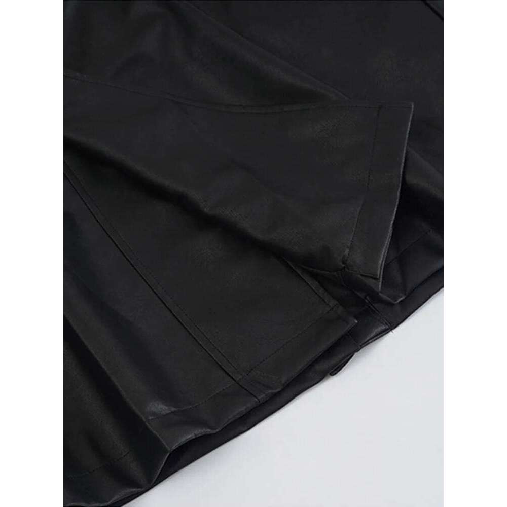 Lautaro-Long PU Leather Trench Coat for Women, Oversized, Double Breasted, Loose, Designer Clothes, Black, Brown, Spring