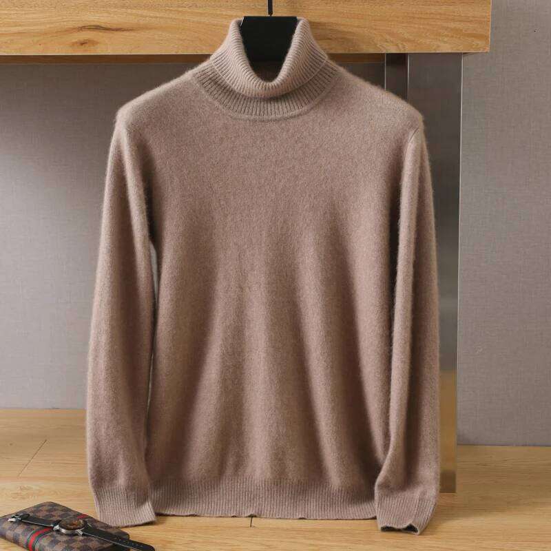 Men's Turtleneck 100% Mink Cashmere 2025 Autumn And Winter Large Size Loose Knitted Sweater Keep Warm Top Men Jumper
