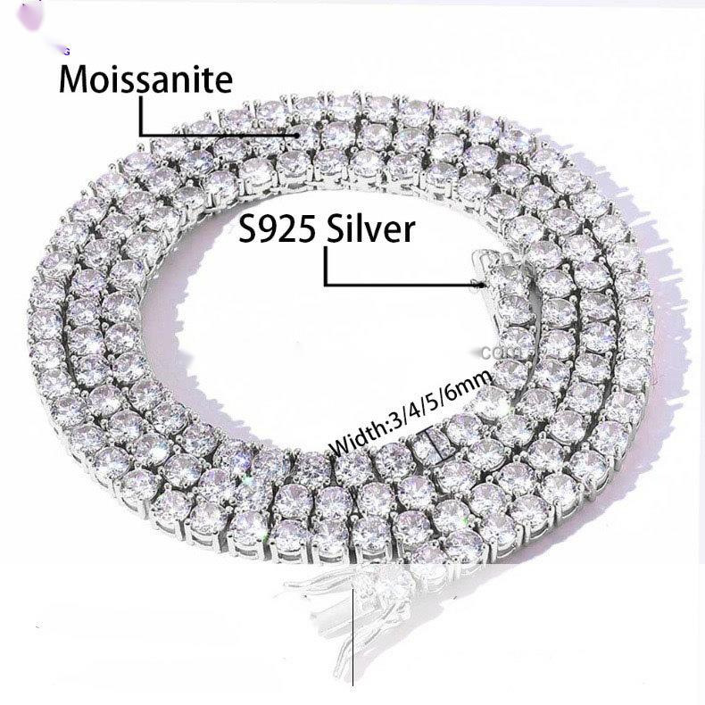 OACOCA Moissanite Chain NECKLACES Jewelry Manufacturer 2-6mm VVS Tennis Diamond Trendy Unisex Hip Hop Men Gift