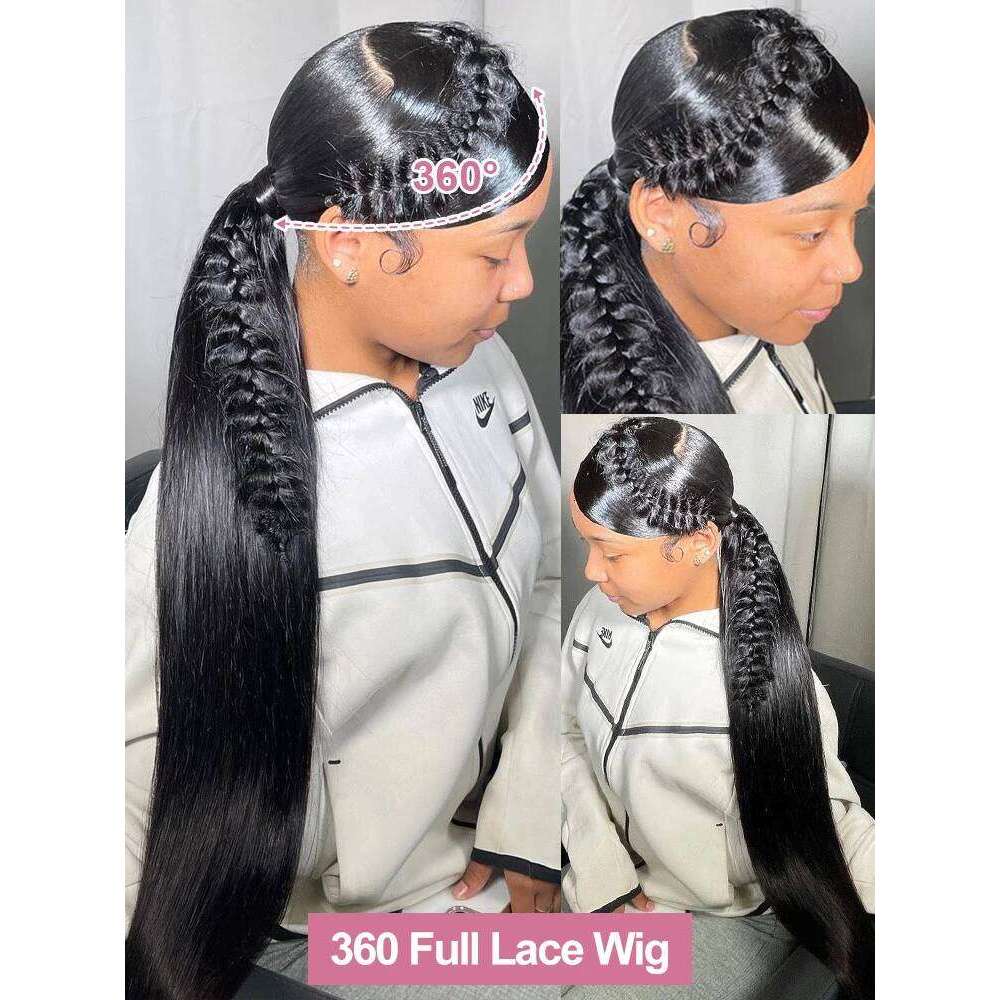 250 Density 40 Inch Straight 13x6 HD Frontal Wigs 100% Quality Brazilian 360 Full Lace Wig Human Hair Preplucked
