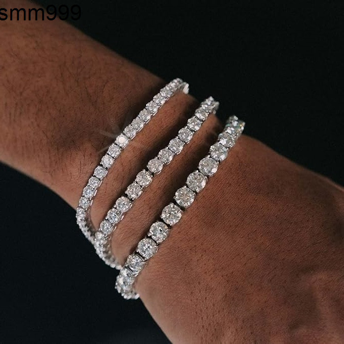HIP HOP Mossanite Jewelry 3mm Tennis Bracelet 925 Sterling Silver Vvs Moissanite Diamond
