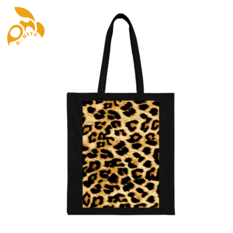 Leopard print Free shipping fashion designers Customized cow print high-quality black full-print canvas tote DIY