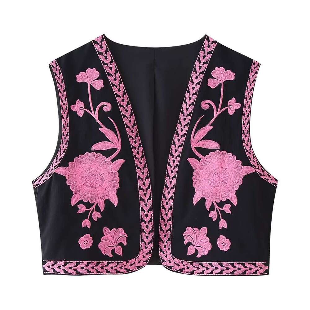 Autumn New Style Simple Versatile Embroidered Cardigan Vest68923 B5