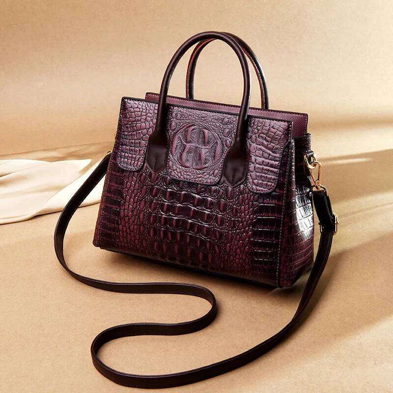 Annmouler Handbag For Women 2022 Quality Tote Large Capacity Crocodile Leather Bags Designer Crossbody Bag With Belt