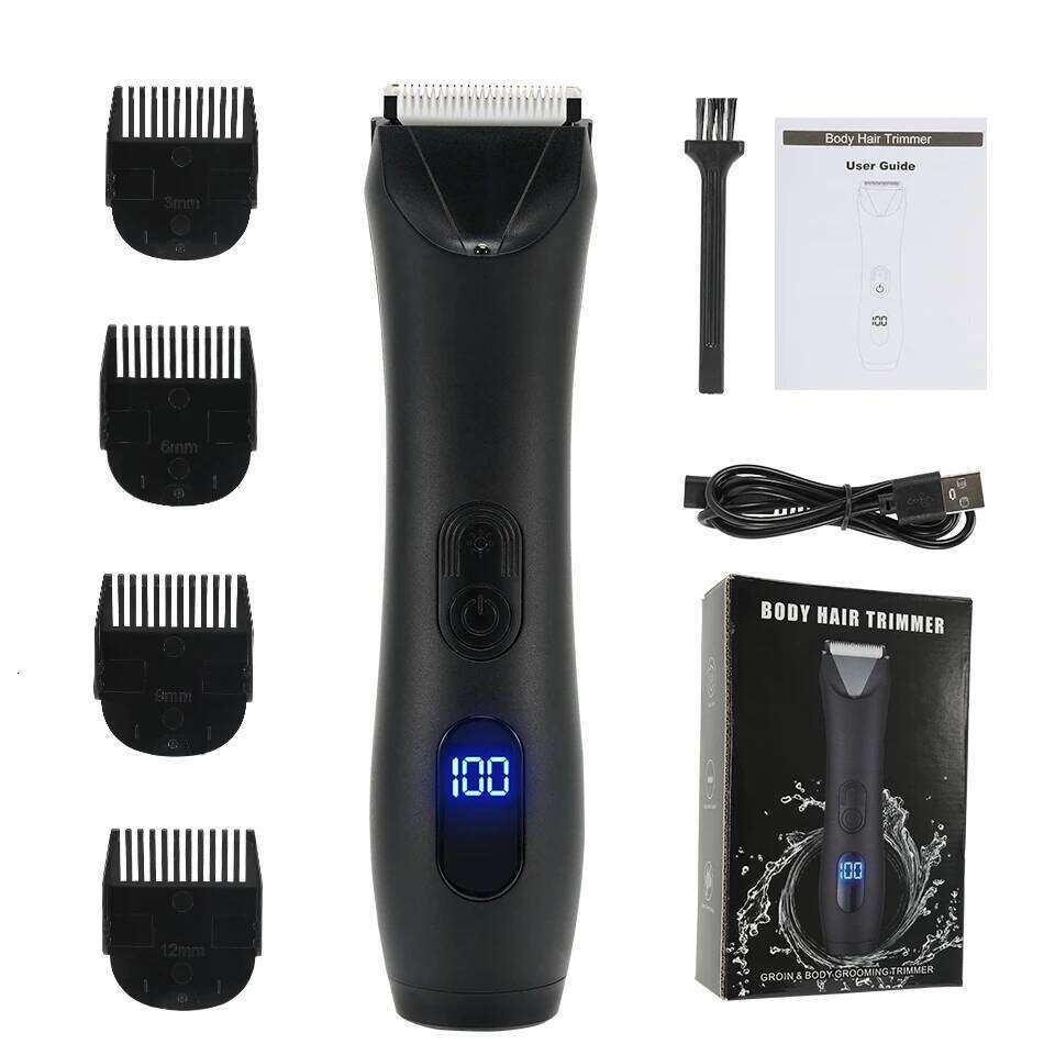 Electric and Shaver for Men Body Groomer Groin&Ball Pubic Hair Trimmer Replaceable Ceramic Blade IPX7 Waterproof