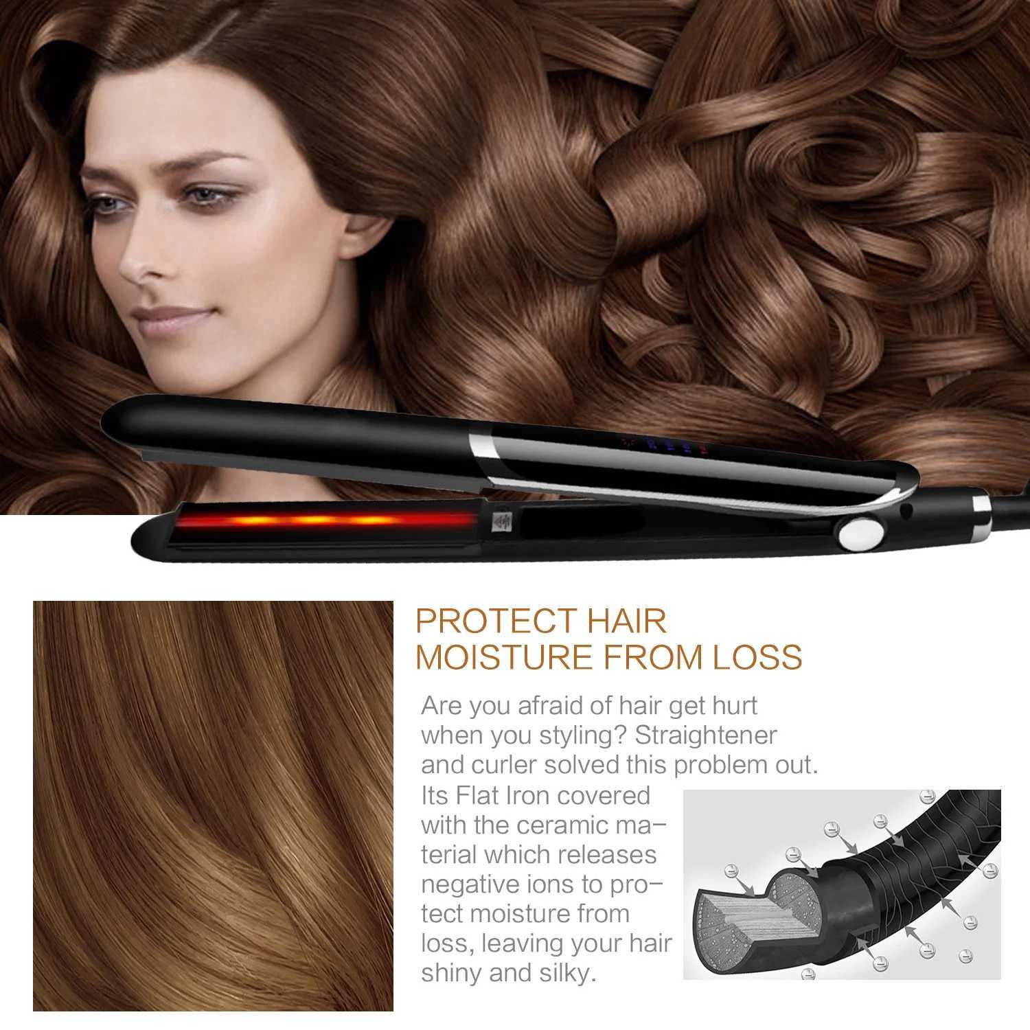 Infrared Flat Iron Hair Straightener Professional Thermostatic Ceramic Coating Curler Styling Tools Hair Flat Iron W250610