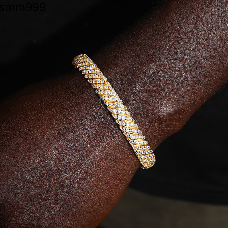 New Popular Mossanite 8mm Iced Out VVS Diamond Hip Hop Bracelet Jewelry Pure Silver Moissanite Bracelet Bangle