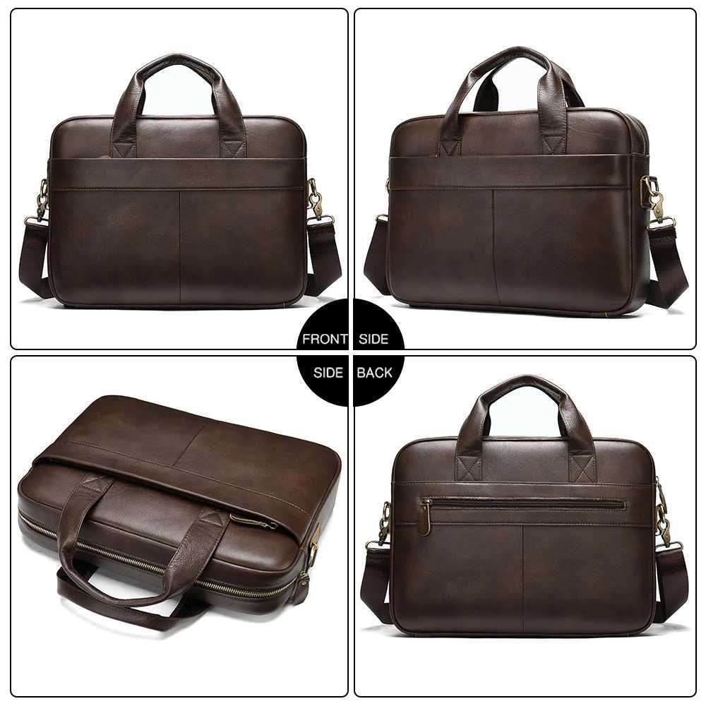WESTAL Mens Bag Genuine Leather Men Briefcase for Laptop 14 Messenger Mens Leather Bag Business Portfolio for Document A4 7022 W250610