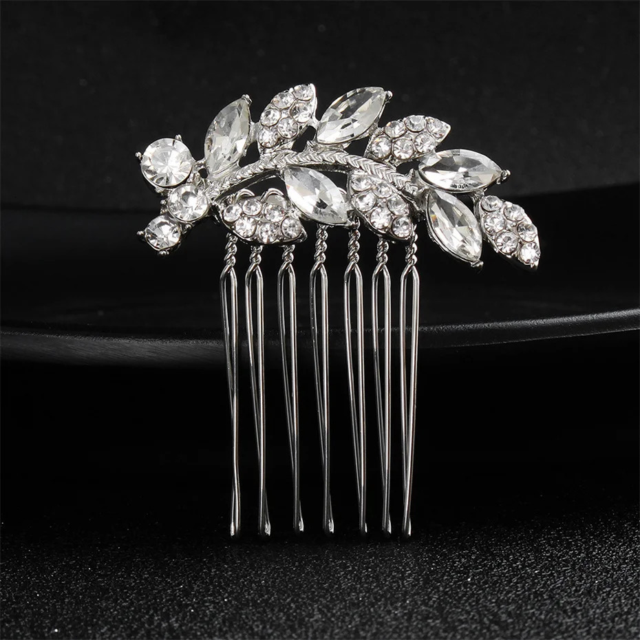 Efily Classic Silver Color Wedding Hair Combs Hairpins Crystal Rhinestone Bride Hair Accessorie Tiara Bridal Hair Jewelry 250610