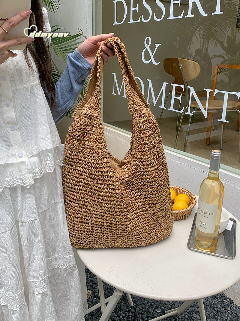 Vacation Straw Shoulder New Tote Large Capacity Casual Handbag Woven Bag Ethnic Style ddmynov