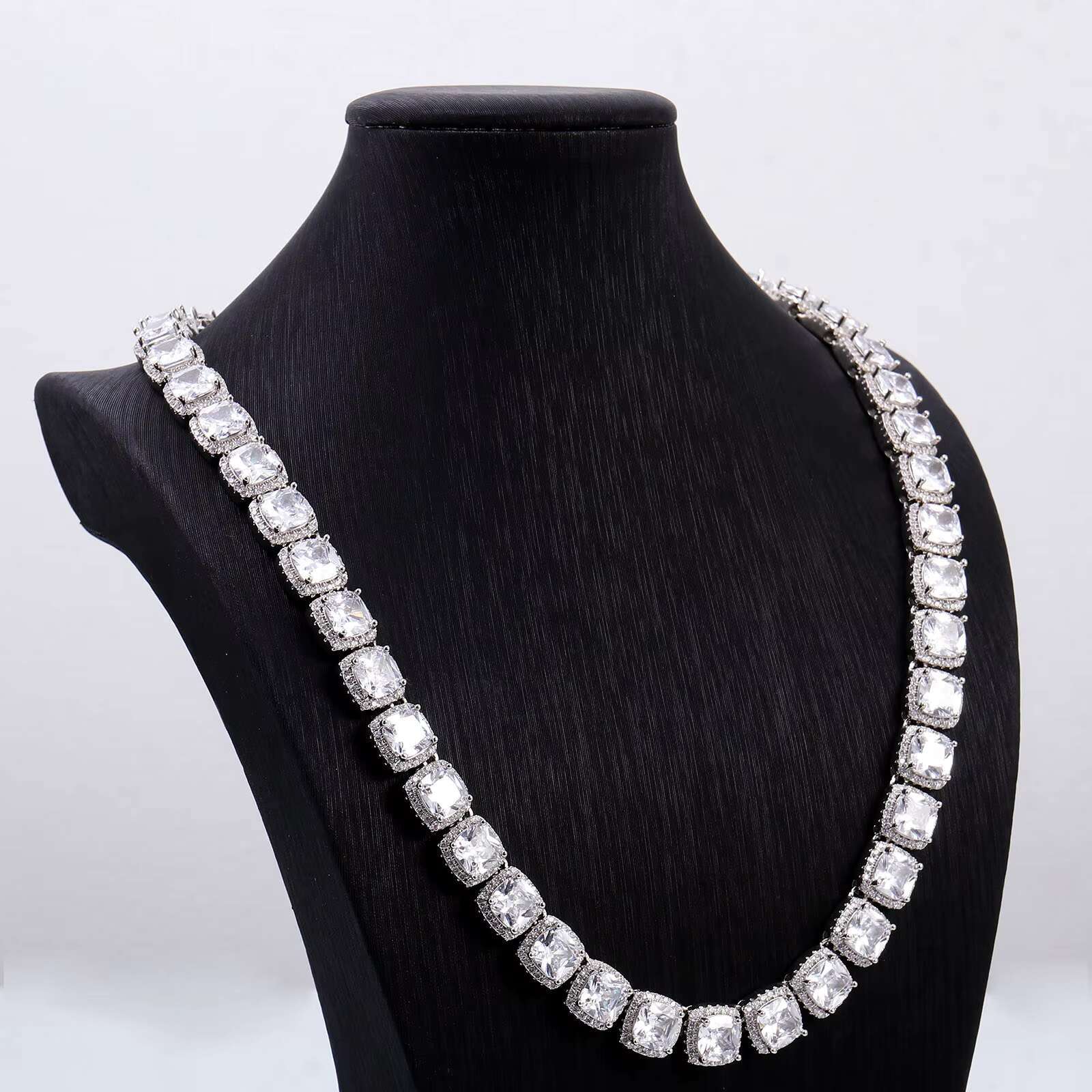 OACOCA 8mm Silver Gold Color Fashion Hip Hop Necklace Moissanite Chains Iced Out Tennis Link Chain Hip Hop for Men
