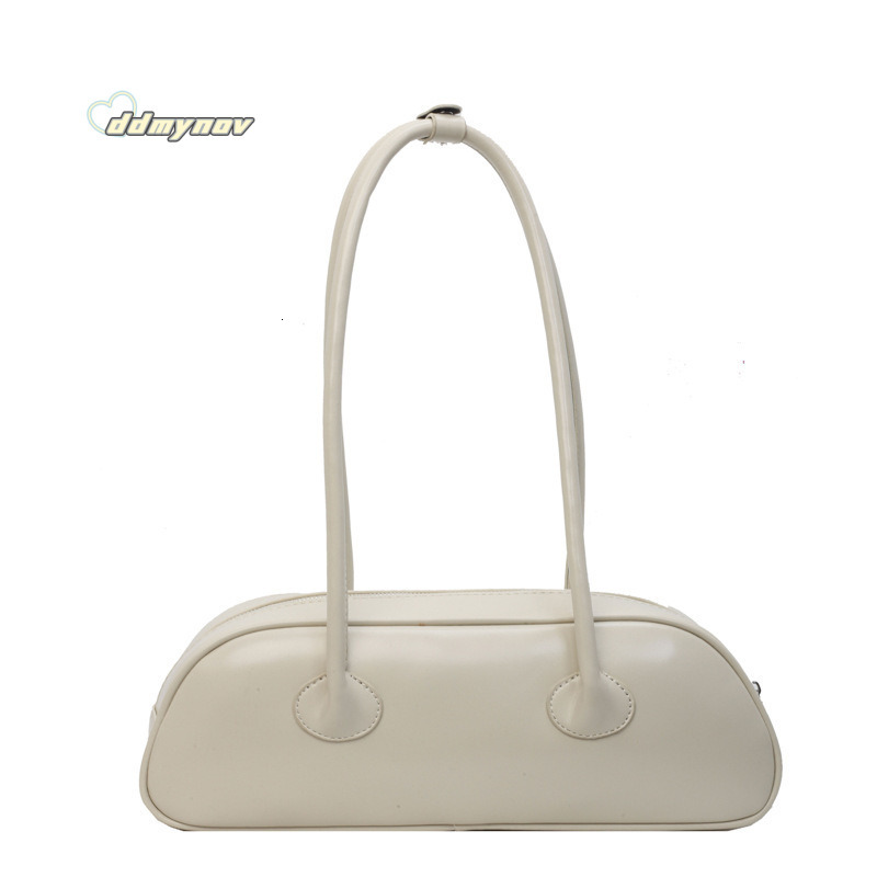 High-end Simple Versatile for Women 2024 New French Style Textured Shoulder Underarm Internet Celebrity Niche Baguette Bag ddmynov