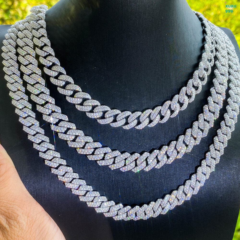 Hip Hop 10mm 12mm Ice Out Vvs1 Mossianite Cuban Link Chains 925 Sterling Silver Men Cuban Necklace Jewelry Men Hip Hop Bracelet OACOCA
