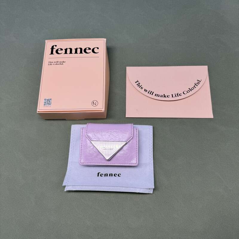 Korean FENNEC Classic Triangle Patent Leather Cowhide Portable 70% off Compact Fashion ID Coin Card Holder for Women