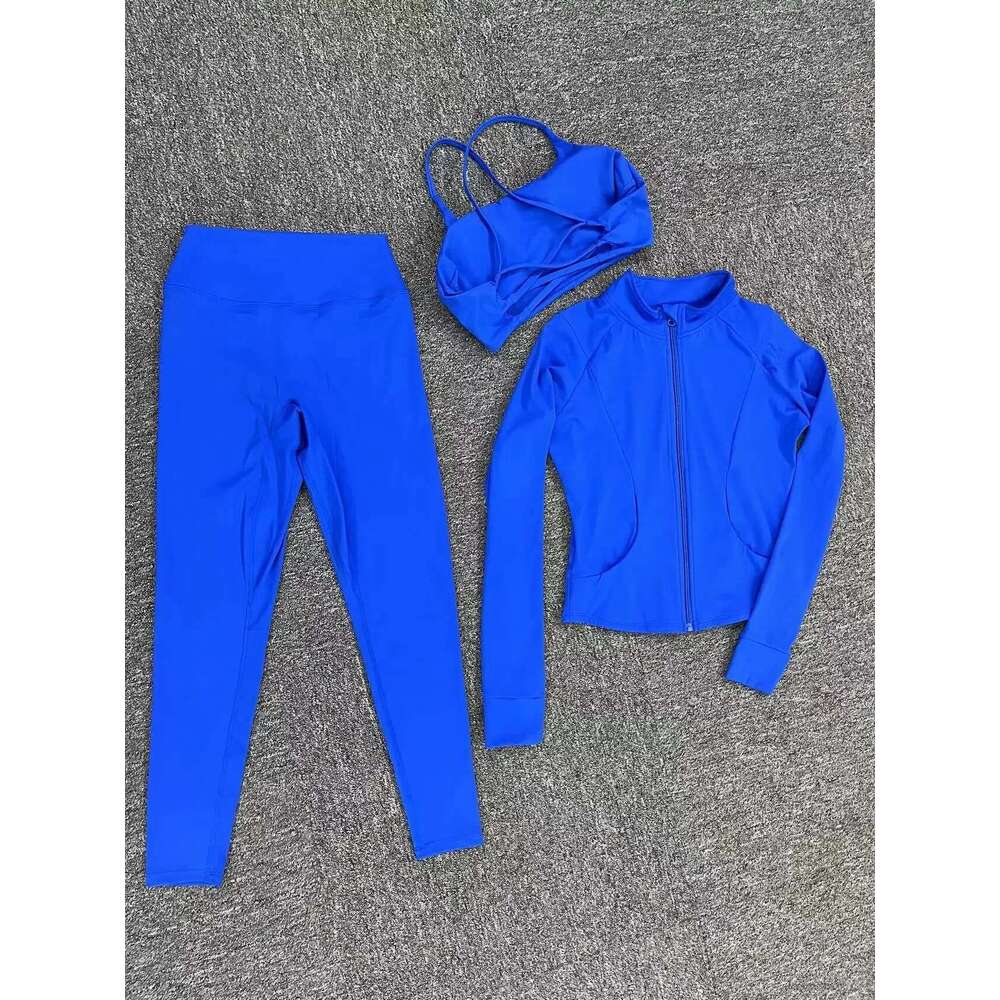 3 Piece Yoga Set Women Sportswear Autumn Winter Long Sleeve Zipper Suit for Fiess Sport Outfit Female Gym Workout Clothing Red