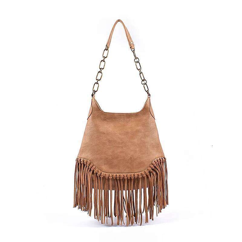 Vintage Women Handbags PU Leather Tote Tassel High Qualtiy Chain Shoulder Bag National Style Gifts Satchel
