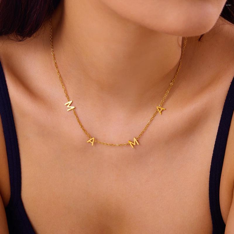 Pendant Necklaces Stainless Steel Letter Mama Necklace For Women Mom Fashion Clavicle Chain Choker Charming Jewelry Mother's Day Present