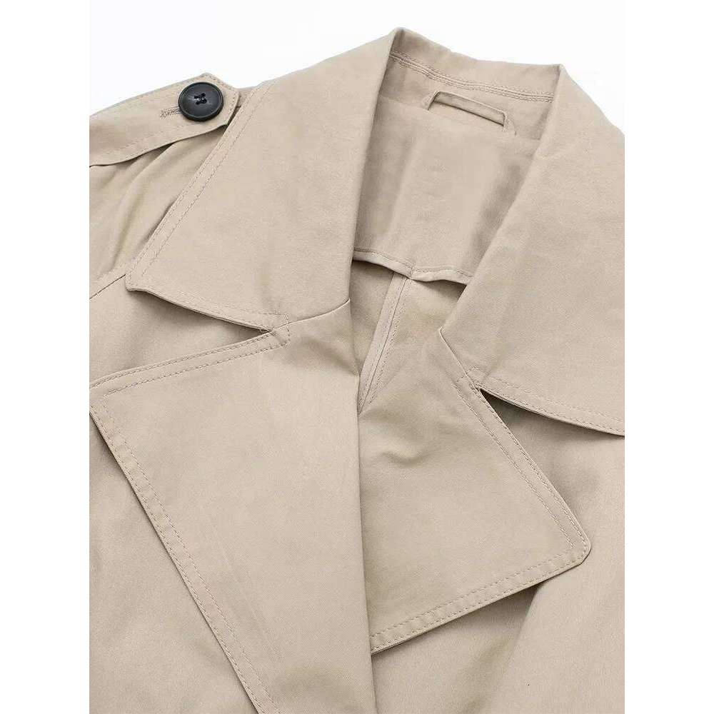 Willshela Women Fashion With Belt Solid Double Breasted Trench Vintage Lapel Neck Long Sleeves Female Chic Lady Outfits
