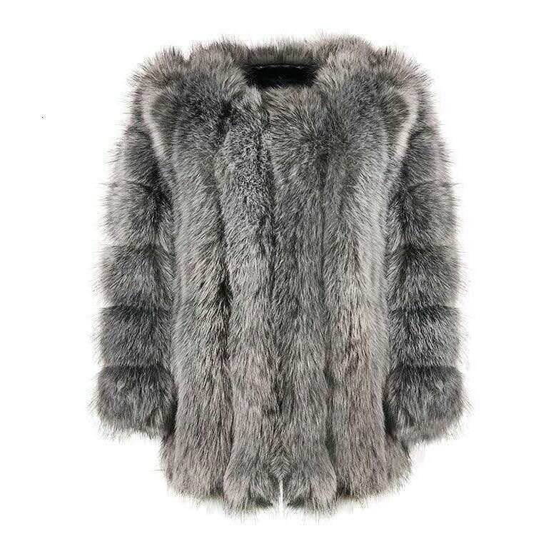 Faux For Women New Autumn Winter Fox Mid-Length Synthetic Fur Coat