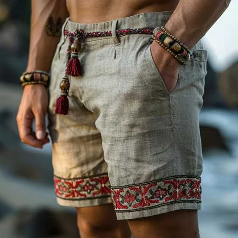 Casual Loose Sports Shorts for Men Summer Vintage Print Casual Mens Shorts Holiday Home Mens Pants Vintage Male Pants W250610