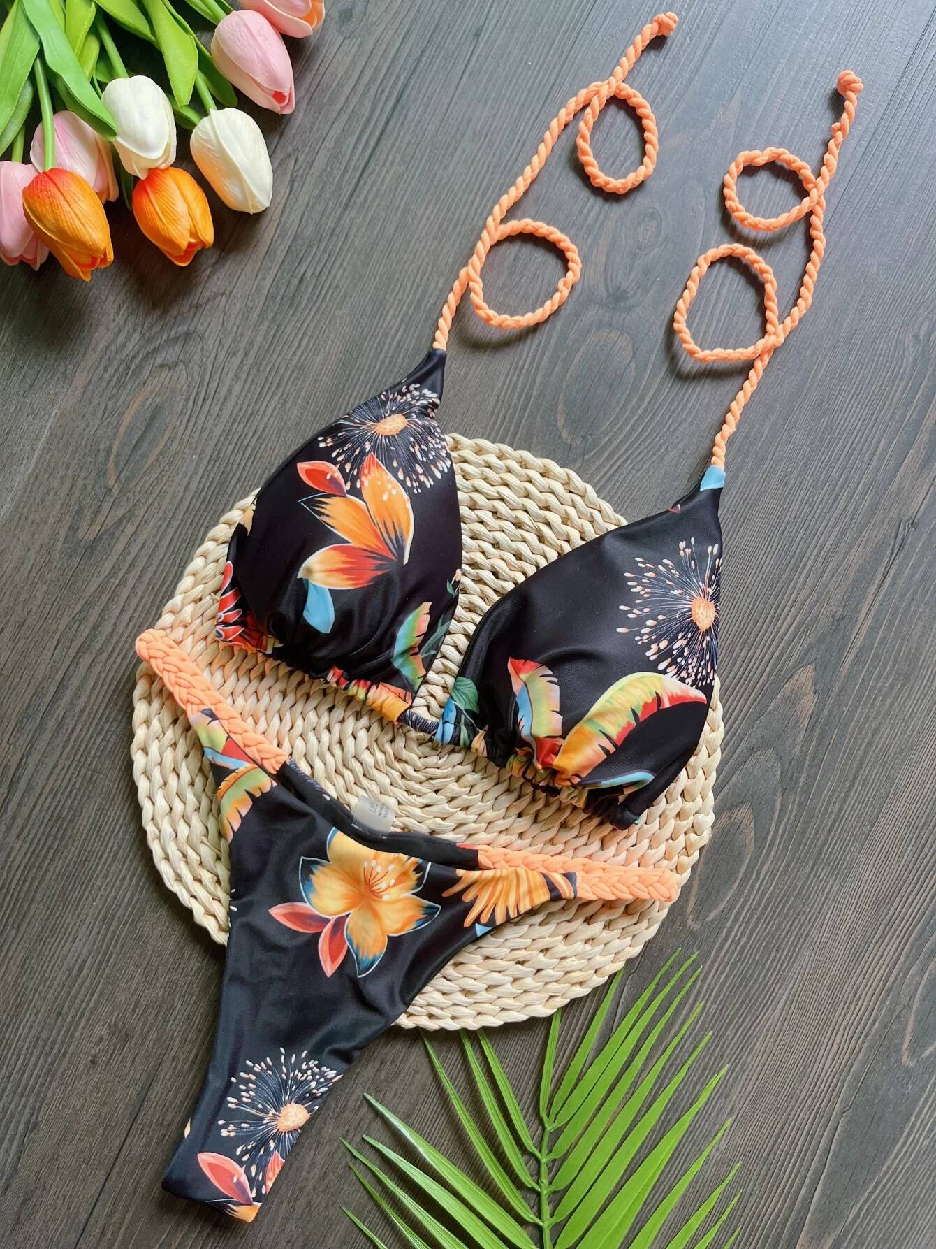 RUOTONGSEPT Set Thong Swim Suit Women Bathing Suits Bikini Biquini Brazilian Weaving rope Swimwear