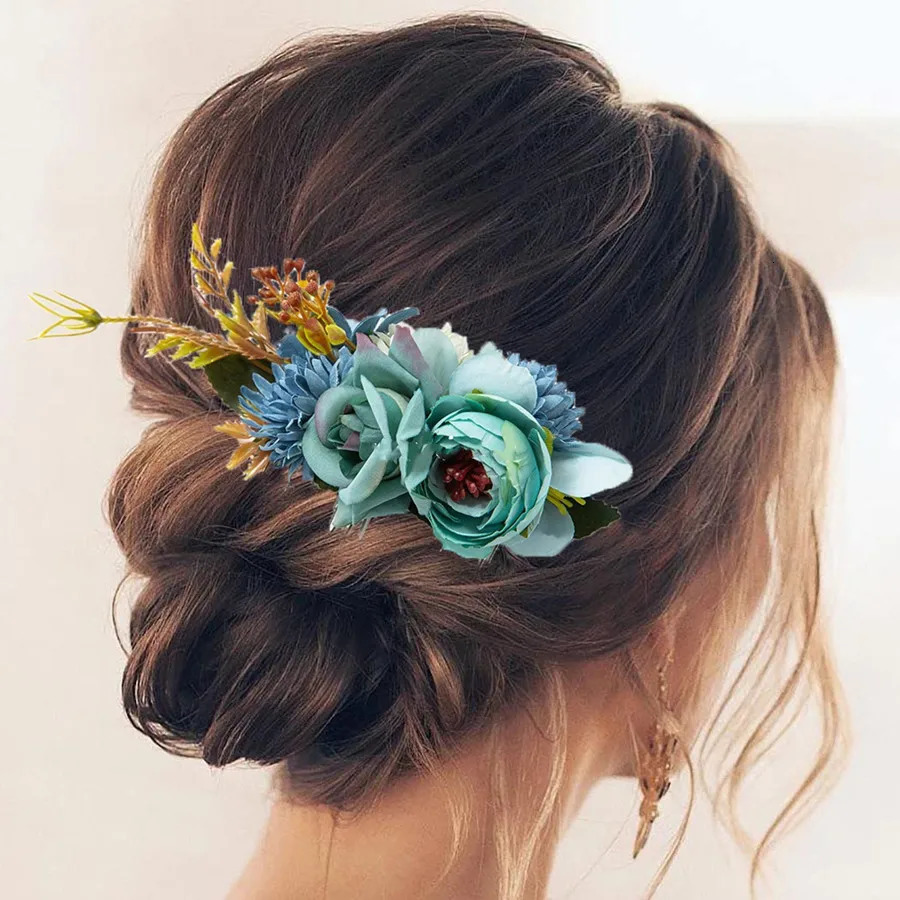 Bohemia Brides Wedding Flower Hair Comb Hairpin Bridesmaid Headdress Hair Combs Hair Accessories for Women Girls Floral Hairpins 250610