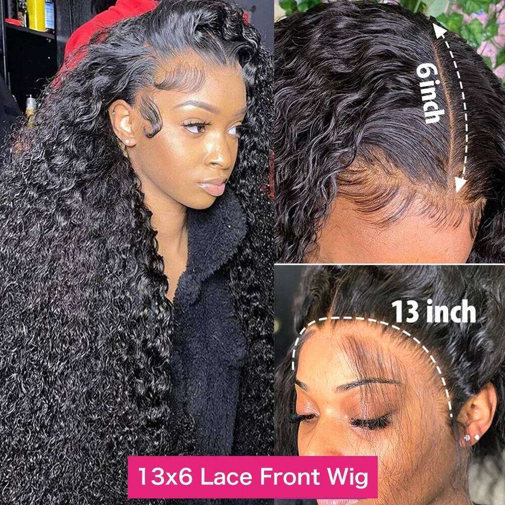 250% Water Deep Wave 13x6 HD Frontal Wig 100% 30 32 34 Inch Brazilian Curly Lace Front Human Hair Wigs on Sale
