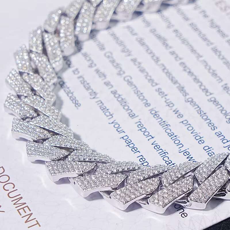 OACOCA Pure 925 Silver Jewelry Sterling Hip Hop Moissanite Diamond Iced Out Cuban Chain Necklace for Women