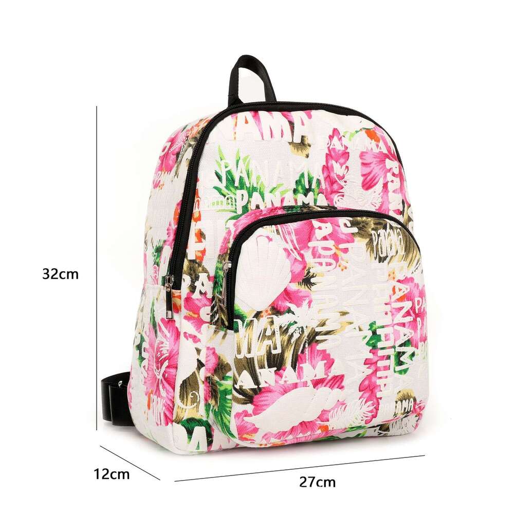 Trendy Letter Flower Print Bag Personality Fashion Casual Travel Street Canvas Backpack