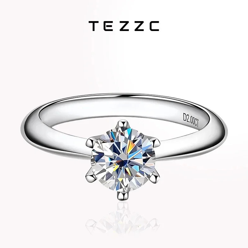 Tezzc 1-3CT VVS1 Rings for Women Engagement Wedding Promise Solitaire Band GRA Certified S925 Sterling Silver Ring 250610