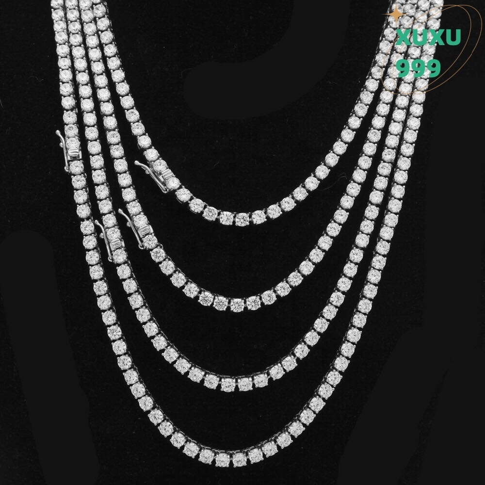 OACOCA Starsgem Customized White Gold Jewelry Round Moissanite HPHT Lab Grown Diamond Tennis Chain Necklace