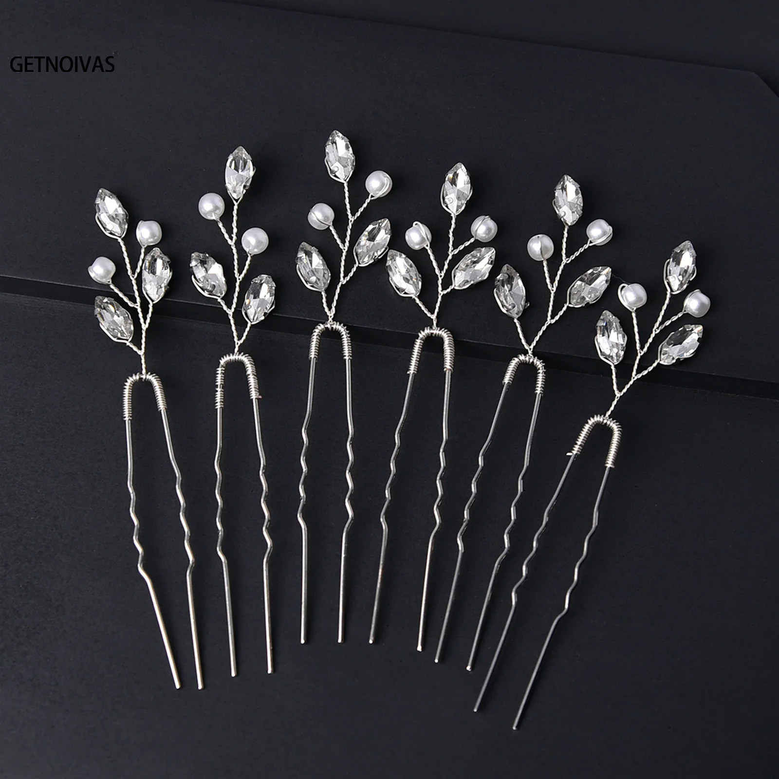 6PCS Rhinestones U-shaped Hair Pins Little Simple Bride Wedding Hair Pins Bridal Hair Piece Wedding Hair Accessories for Women 250610