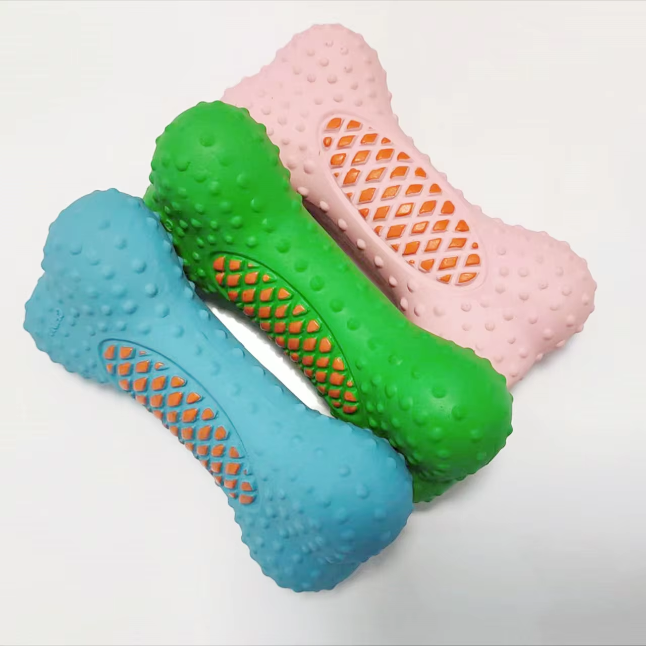Latex Rubber Bone Dog Toy Factory Direct Sale Pet Products Natural L Squeaky Dog Chew Toy 8pcs/Pack