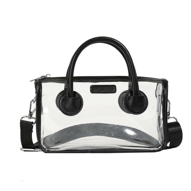Korean Style PVC Transparent Spring Summer Women Versatile Fashion Single Shoulder Small Square 2024 Fresh Handheld Jelly Bag GUHUISHU