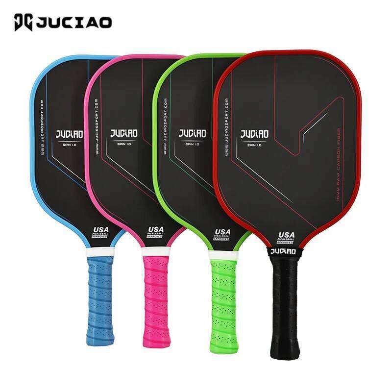 JUCIAO Thermoformed Unibody T700 Raw Carbon Fiber USAPA Approved Pickleball Paddle Spin Textured Surface With Foam Edge