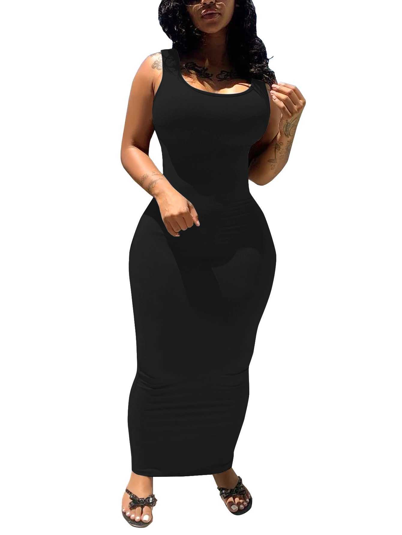 Elegant and slimming! Solid color sleeveless long dress - slim fit stylish and versatile. XJ250610