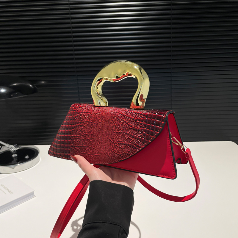 Free Shipping New Designer Bag For 2025 Luxury Wallet Niche Designer Bag High-end Crocodile Women's With Hard Handle Fashion Single Shoulder Cros