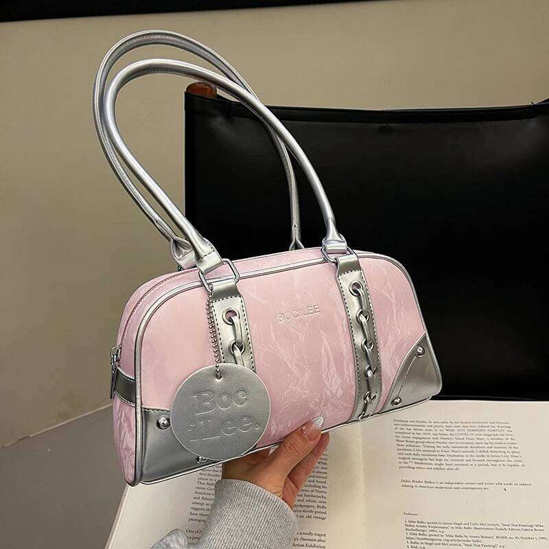 2025 Bag For Women, Large Capacity Single Shoulder Underarm Color-Blocked Handbag Boston Bag, Trendy And Versatile