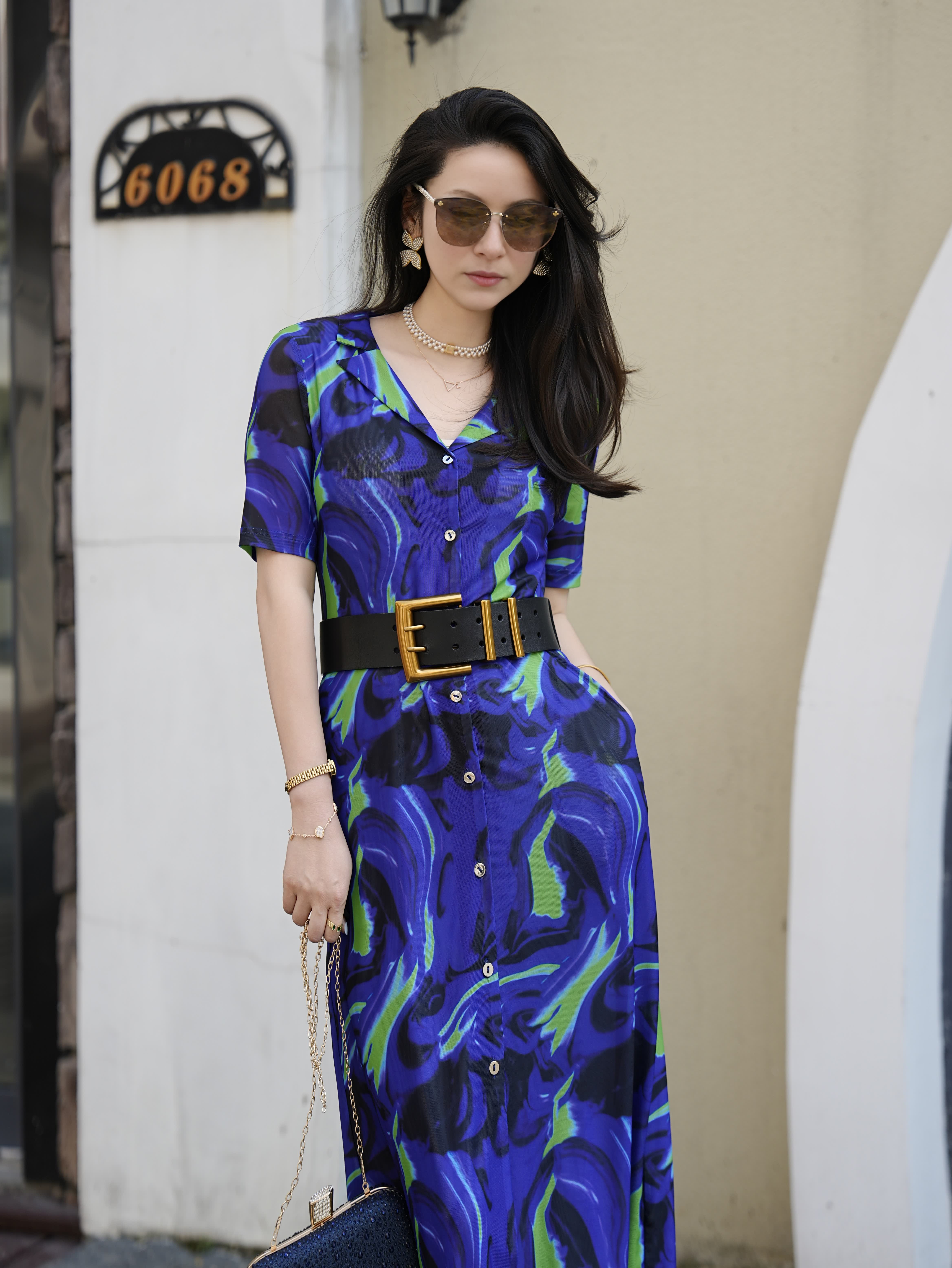 HZHJ new original designer style emerald blue fairy dress appears white and thin, high-end, light luxury and western-style