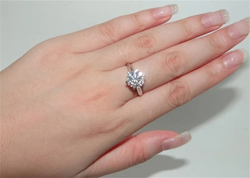 Fashion Jewelry Solitaire 6mm S925 Sterling Silver Engagement Wedding Band Ring For Women 250610