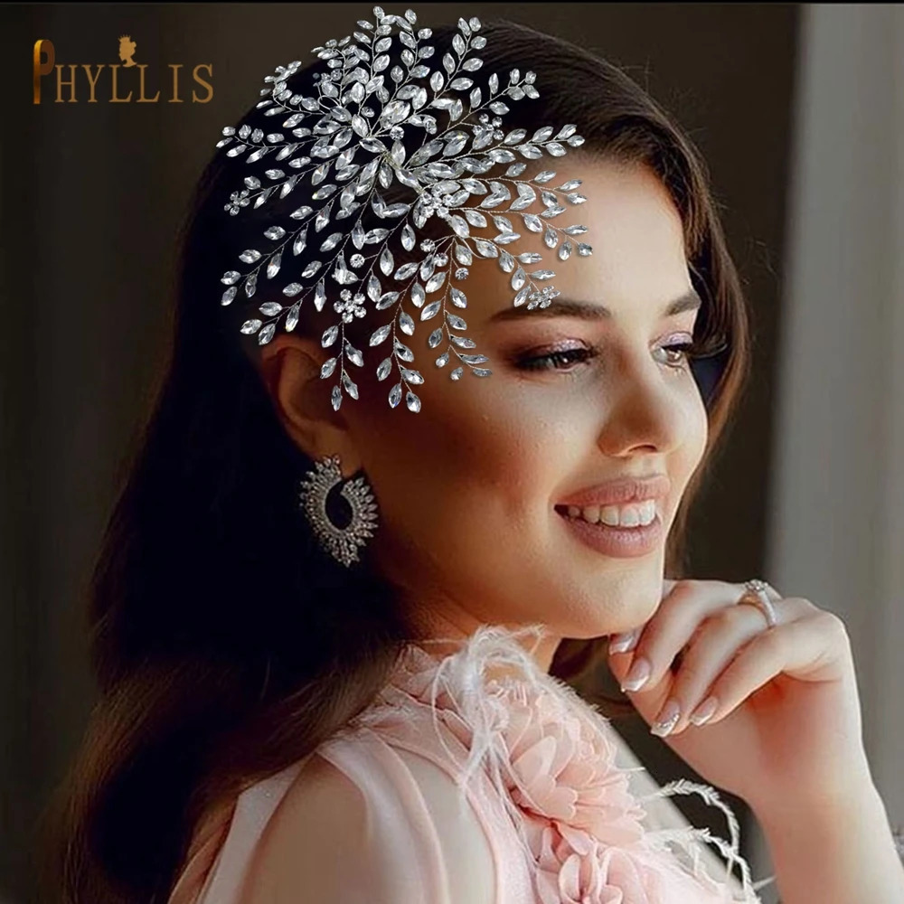 A422 Silver Bridal Hair Piece Shinny Wedding Headbands Tiaras Handmade Wedding Hair Accessories Head Jewelry Bride Headwear 250610