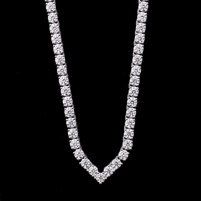 Customize Tennis Necklace Chains for Women Men Iced Out Moissanite Diamond 925 Silver and Gold Silver Jewelry Necklace OACOCA