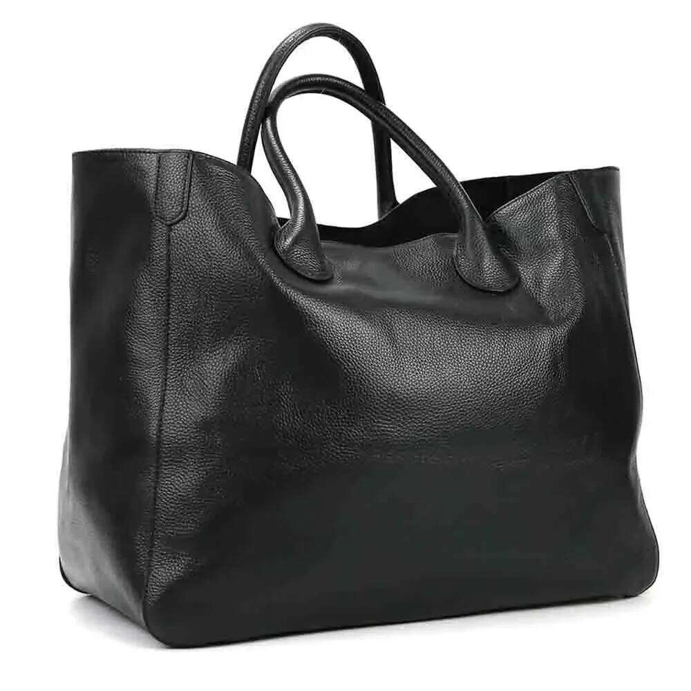 Roomy Women Genuine Handbag Cowhide Casual Tote Thick Real Natural Leather Bucket Shopper Daily Bag Big Purse