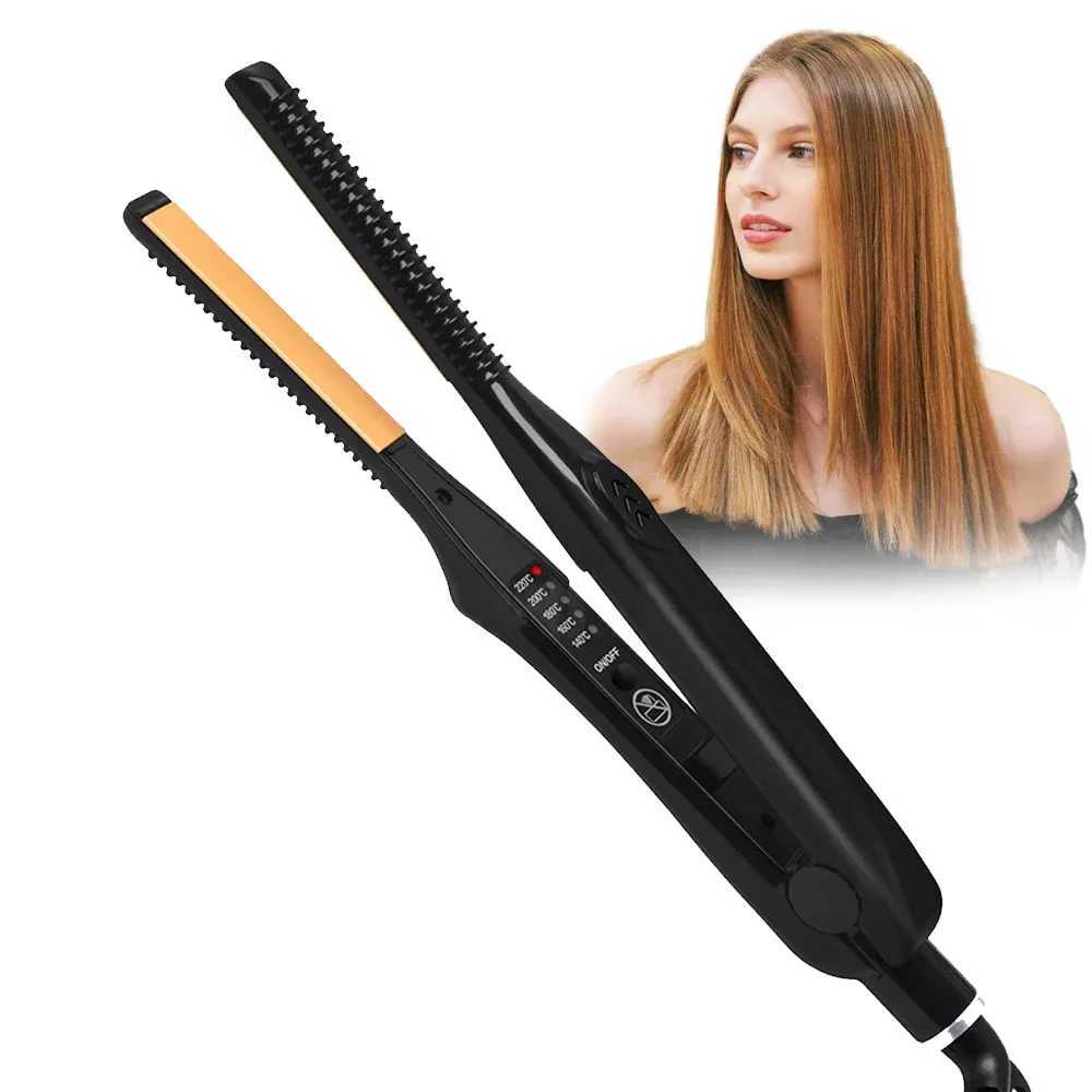 Ultra-Thin Hair Curler 2 in 1 Function Hair Straightener and Curler Crimper 4 Temperature Ceramic Flat Thin Plate Styling Tool W250610