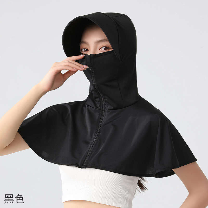 Designer Clothing 2025 Wide Brim Upf50+ Sun Mask Summer Women Ice Silk Face Cover Neck Guard UV Protection Large Shawl Hat Combo