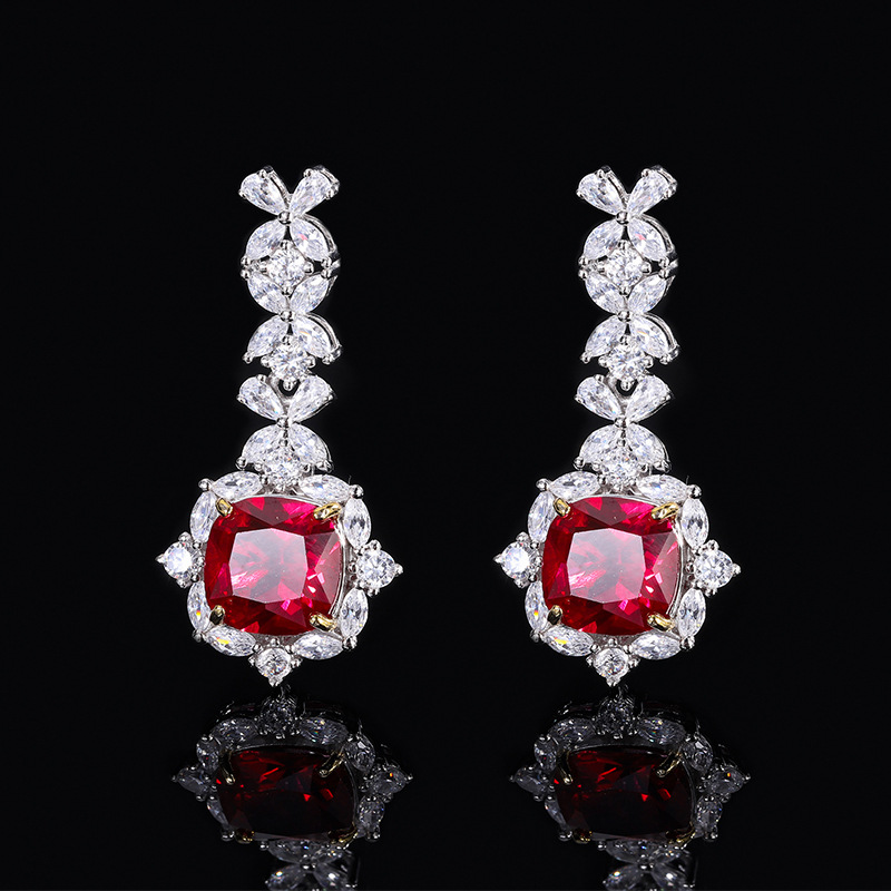 Sophisticated S925 Sterling Silver Dangle Earbobs Adorned by Lustrous Colored Zircons