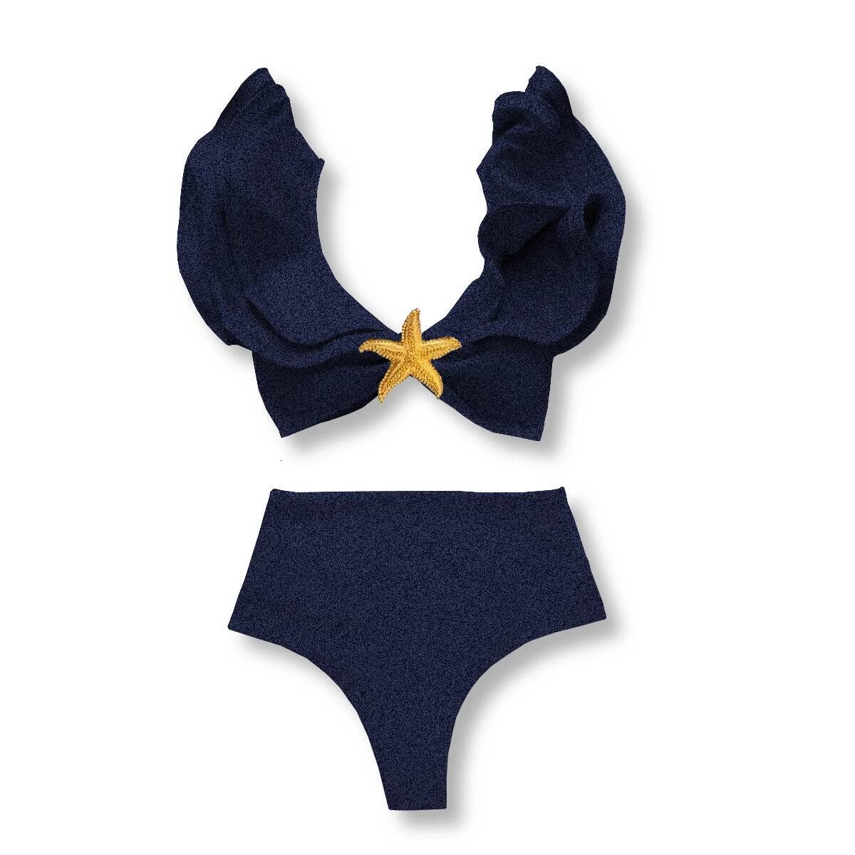 Sporlike V-Neck High Waist Bikini Sets Shoulder Ruffled Sexy Printed Swimsuit Two Pieces Swimwear Women 2025 Bathing Suits
