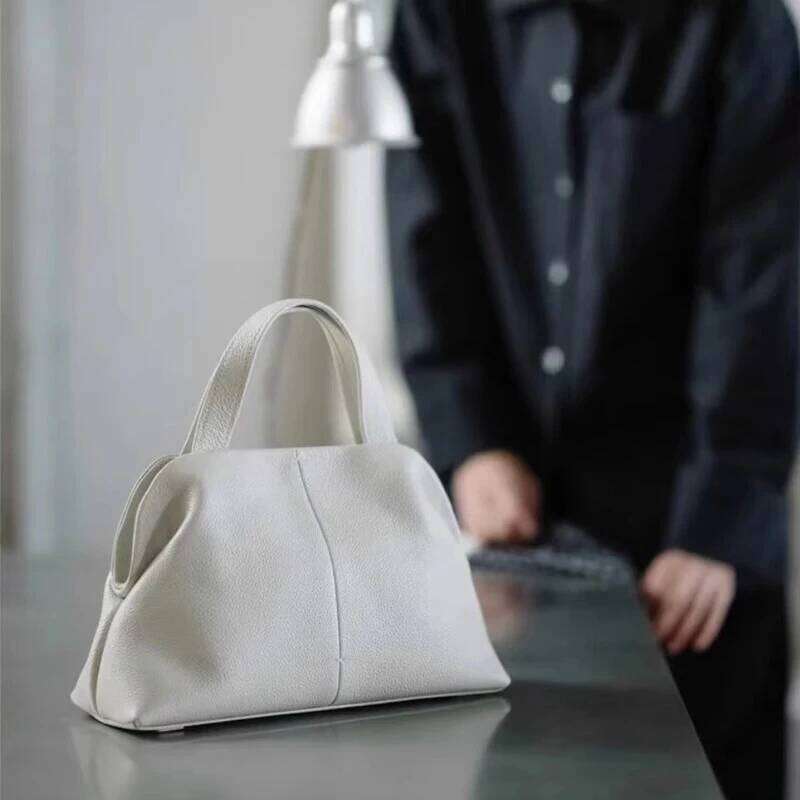 Designer Genuine Leather Handbag,Large Capacity Cowhide Women's Tote Bag,Korean 2025 New High-Quality Boston Pillow Bags